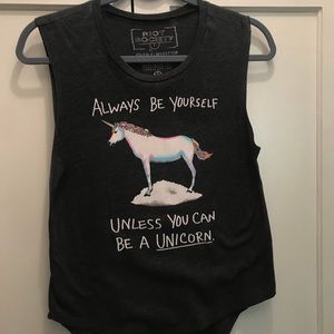 Sleeveless grey Unicorn Tank Top